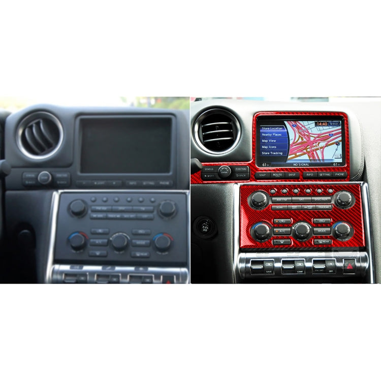 2 PCS / Set Carbon Fiber Car Navigation Instrument Decorative Sticker for Nissan GTR R35 2008-2016, Left Driving (Red) - In Car by buy2fix | Online Shopping UK | buy2fix