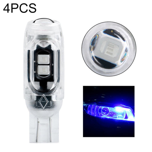 4pcs T10 DC12V /  0.84W / 0.07A / 150LM Car Clearance Light 5LEDs SMD-3030 Lamp Beads with lens (Blue Light) - In Car by buy2fix | Online Shopping UK | buy2fix