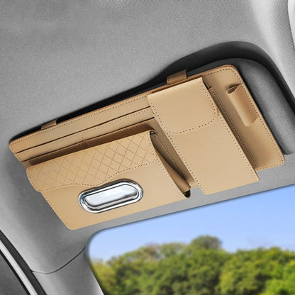 Car Nappa Leather Sun Visor Storage Clip (Khaki) - In Car by buy2fix | Online Shopping UK | buy2fix
