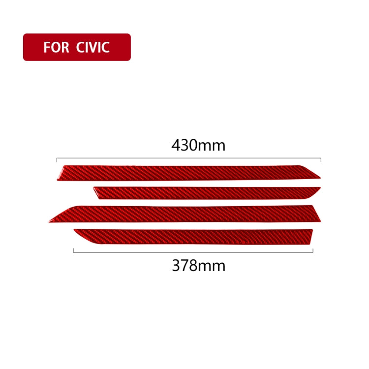 Car Carbon Fiber Door Decorative Strip for Honda Tenth Generation Civic 2016-2019, Left and Right Drive Universal (Red) - In Car by buy2fix | Online Shopping UK | buy2fix