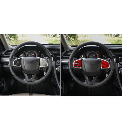 Car Carbon Fiber Steering Wheel Button Low Configuration Decorative Sticker for Honda Tenth Generation Civic 2016-2019, Left and Right Drive Universal (Red) - In Car by buy2fix | Online Shopping UK | buy2fix