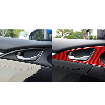 Car Carbon Fiber Door Handle Door Wrist Panel Decorative Sticker for Honda Tenth Generation Civic 2016-2019, Left and Right Drive Universal (Red) - In Car by buy2fix | Online Shopping UK | buy2fix