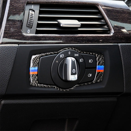 Three Color Carbon Fiber Car Headlight Switch Decorative Sticker for BMW E90 / E92 / E93 2005-2012 -  by buy2fix | Online Shopping UK | buy2fix