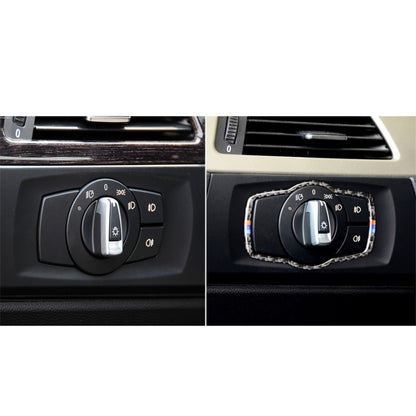 Three Color Carbon Fiber Car Headlight Switch Decorative Sticker for BMW E90 / E92 / E93 2005-2012 / 320i / 325i, Thin Version -  by buy2fix | Online Shopping UK | buy2fix