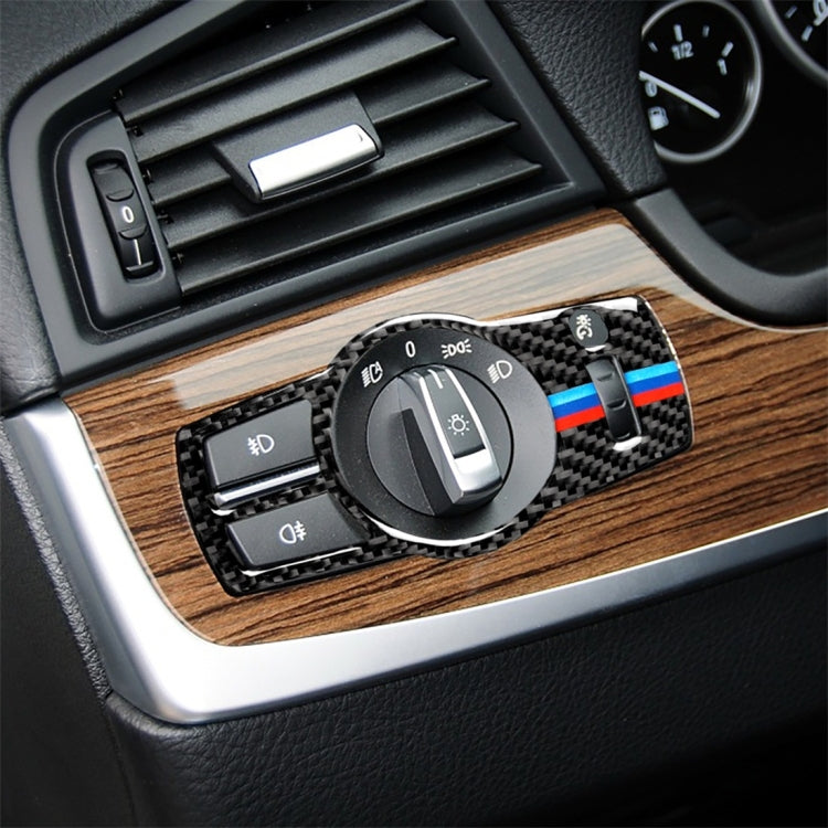 Three Color Carbon Fiber Car Headlight Switch Decorative Sticker for BMW 5 Series F01 / F10 / F07 / F25 / F26, Suitable for Left-hand Driving -  by buy2fix | Online Shopping UK | buy2fix
