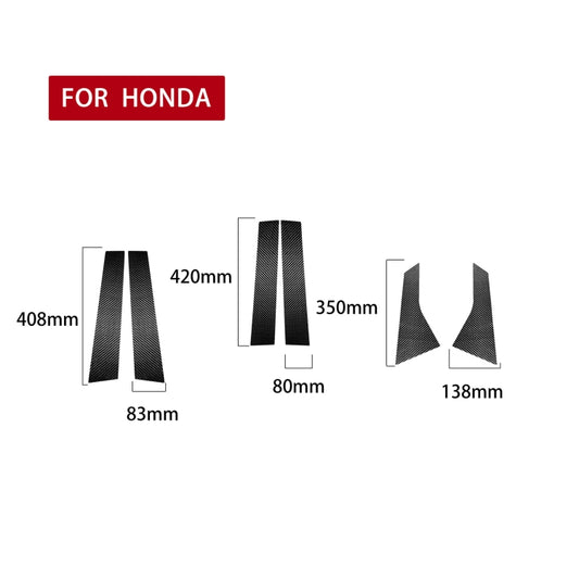 6 in 1 Car Carbon Fiber B-pillar Decorative Sticker for Honda 10th Generation Accord 2018-2021, Left and Right Drive Universal by buy2fix