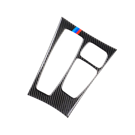 Car Carbon Fiber Tricolor Gear Panel Decorative Sticker for BMW X5 2008-2013 / X6 2009-2014, Low-level Configuration Left Drive by buy2fix