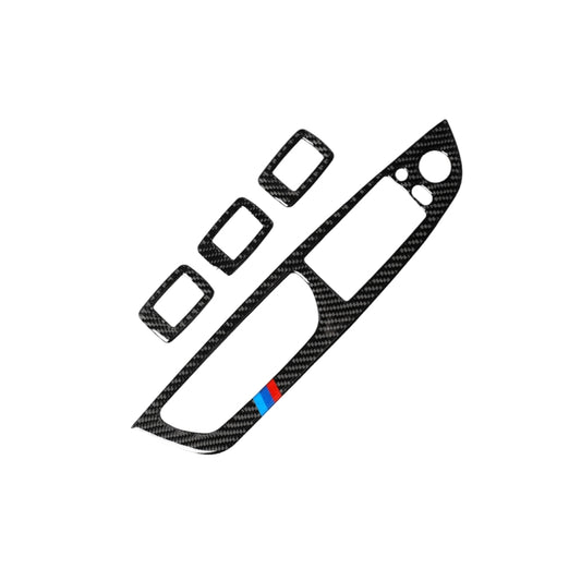 4 in 1 Car Carbon Fiber Tricolor Window Lift Switch Panel Decorative Sticker for BMW 2008-2013 X5 E70 / 2009-2014 X6 E71, High Configuration Left Drive by buy2fix