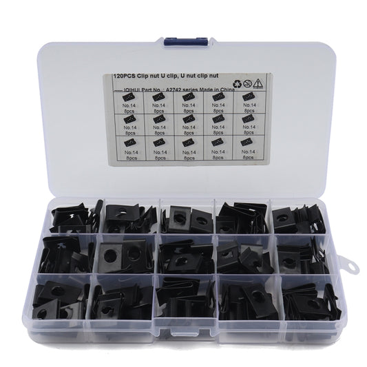 120 PCS Black U Nut Kit Spire Clips No.14 Zinc Speed Fasteners Lug Nuts by buy2fix