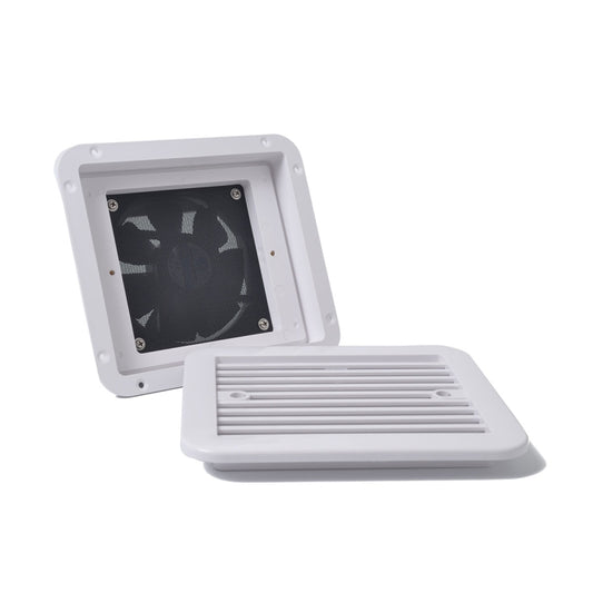 12V White Air Vent with Fan RV Trailer Caravan Gale Side Air Ventilation(White) by buy2fix