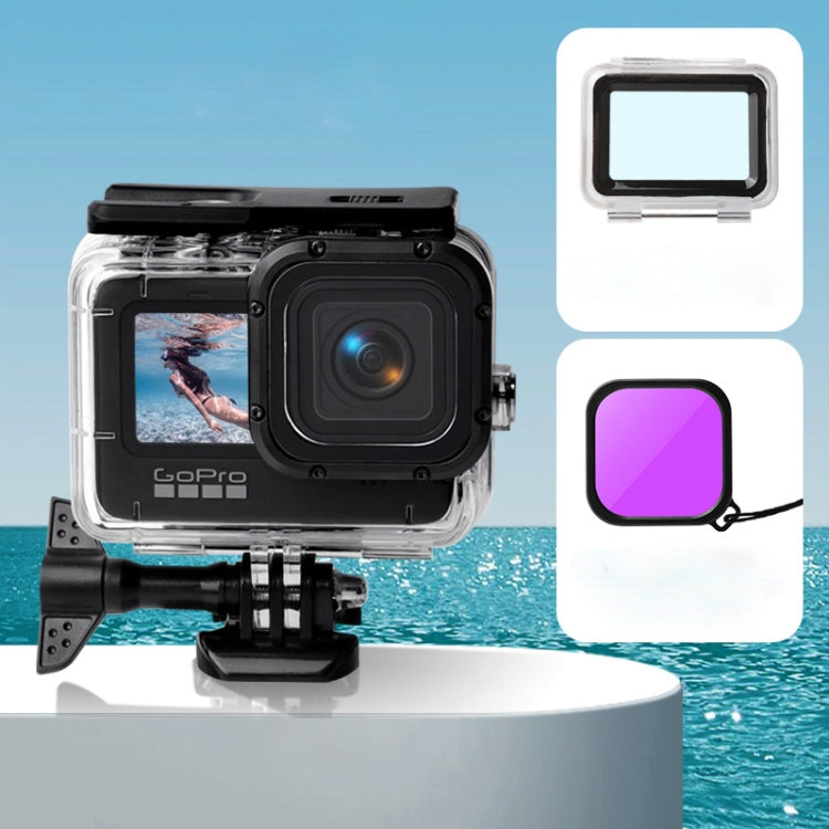 Waterproof Case + Touch Back Cover + Color Lens Filter for GoPro HERO10 Black / HERO9 Black (Purple) - DJI & GoPro Accessories by buy2fix | Online Shopping UK | buy2fix