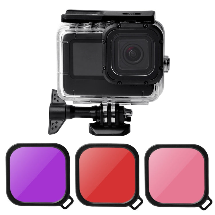 Waterproof Case + Touch Back Cover + Color Lens Filter for GoPro HERO10 Black / HERO9 Black (Purple) - DJI & GoPro Accessories by buy2fix | Online Shopping UK | buy2fix