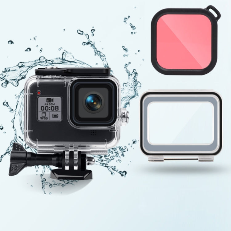 45m Waterproof Case + Touch Back Cover + Color Lens Filter for GoPro HERO8 Black (Pink) - DJI & GoPro Accessories by buy2fix | Online Shopping UK | buy2fix