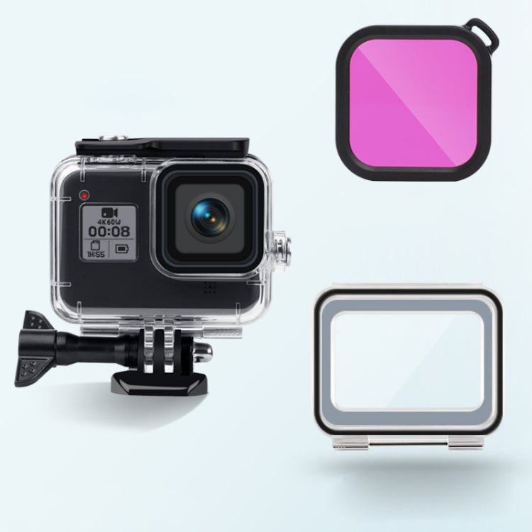 45m Waterproof Case + Touch Back Cover + Color Lens Filter for GoPro HERO8 Black (Purple) - DJI & GoPro Accessories by buy2fix | Online Shopping UK | buy2fix