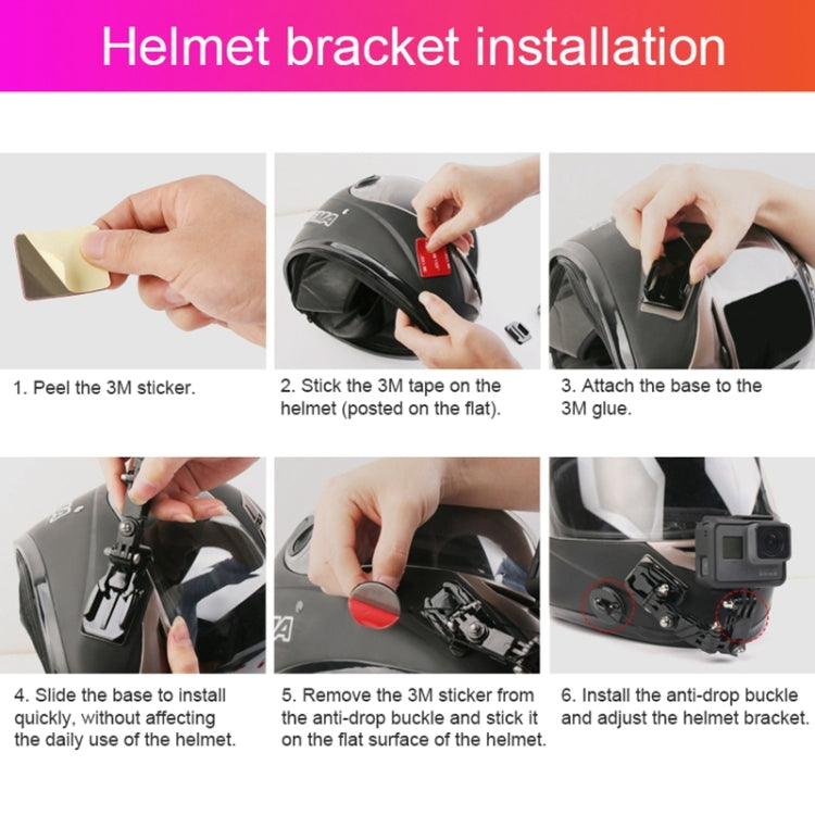 Cycling Helmet Adhesive Multi-Joint Arm Fixed Mount Set with J-Hook Buckle Mount & Screw for DJI Osmo Action, GoPro HERO10 Black /9 Black / HERO8 Black /7 /6 /5 /5 Session /4 Session /4 /3+ /3 /2 /1, Xiaoyi and Other Action Cameras - DJI & GoPro Accessories by buy2fix | Online Shopping UK | buy2fix