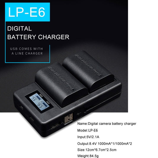 LP-E6 Digital Camera SLR Battery Digital LCD Charger for Canon Series by buy2fix