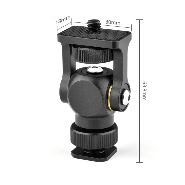 YELANGU 180 Degree Swing Mini Tripod Ball Head Bracket Cold Shoe Mount 1/4 inch Screw Adapter(Black) by YELANGU