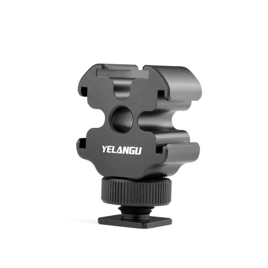 YELANGU YLG0601A A68 3-Head Cold Shoe Mount Adapter Microphone Flash Light Metal Holder Bracket(Black) by YELANGU