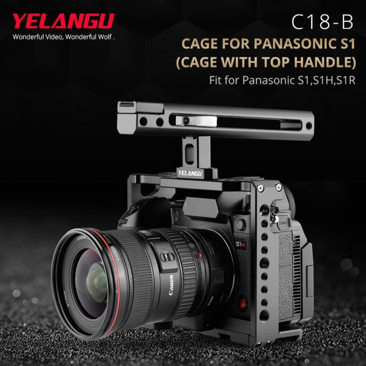 YELANGU C18 YLG0915A-B Video Camera Cage Stabilizer with Handle for Panasonic Lumix DC-S1H / DC-S1 / DC-S1R (Black) - Camera Cage by YELANGU | Online Shopping UK | buy2fix