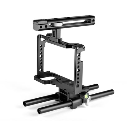 YELANGU C18 YLG0915A-C Video Camera Cage Stabilizer with Handle & Rail Rod Mount for Panasonic Lumix DC-S1H / DC-S1 / DC-S1R(Black) - Camera Accessories by YELANGU | Online Shopping UK | buy2fix