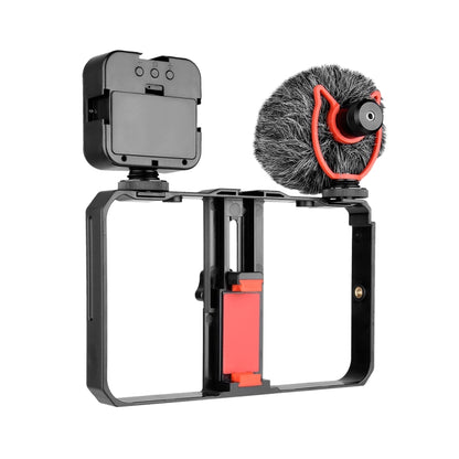 YELANGU PC202 YLG1801B Vlogging Live Broadcast LED Selfie Light Smartphone Video Rig Handle Stabilizer Bracket Kits with Microphone & Fill Light - Camera Accessories by YELANGU | Online Shopping UK | buy2fix