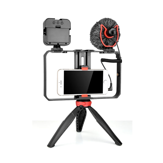 YELANGU PC204 YLG1801D Vlogging Live Broadcast LED Selfie Light Smartphone Video Rig Handle Stabilizer Bracket Kits with Microphone & Tripod - Camera Accessories by YELANGU | Online Shopping UK | buy2fix