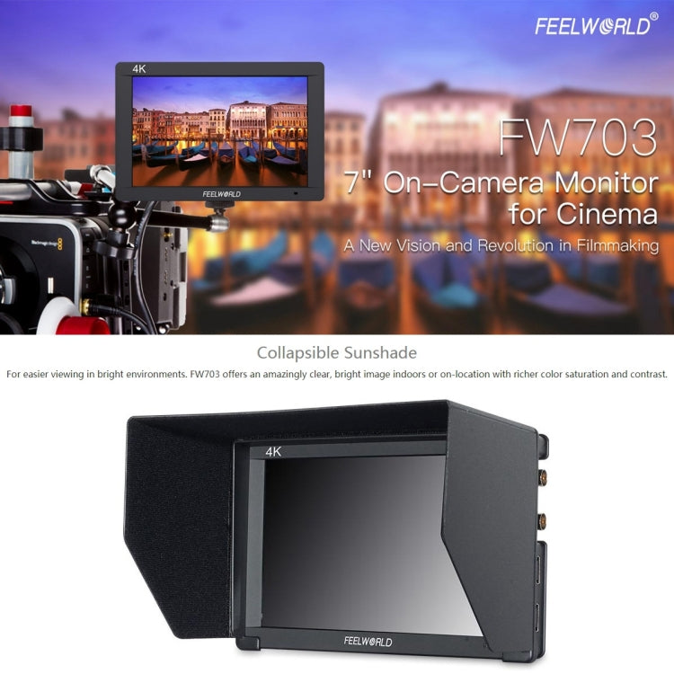 FEELWORLD FW703 1920x1200 7 inch IPS Screen HDMI 4K SDI Broadcast Camera Field Monitor - On-camera Monitors by FEELWORLD | Online Shopping UK | buy2fix