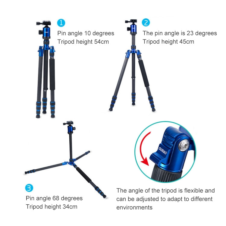 TRIOPO Oubao C-608S Adjustable Portable Carbon Fiber Tripod with Ball Head for SLR Camera - Camera Accessories by TRIOPO | Online Shopping UK | buy2fix