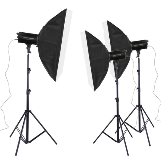 TRIOPO Oubao TTR300W 60x90cm Studio Softbox + 2.8m Tripod Mount + 3 x Light Bulb Photography Lighting Three Piece Set by TRIOPO