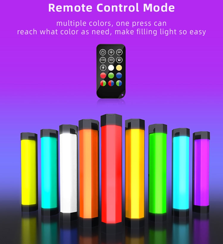 LUXCeO RGB Colorful Photo LED Stick Video Light APP Control Adjustable Color Temperature Waterproof Handheld LED Fill Light with Remote Control(Black) - Camera Accessories by LUXCeO | Online Shopping UK | buy2fix