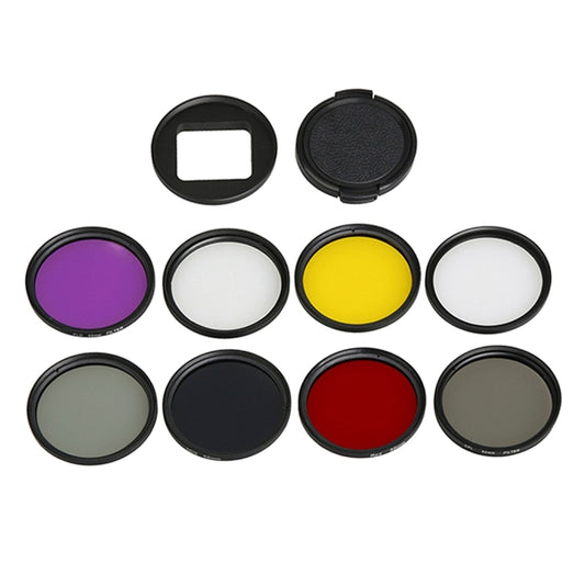 For GoPro HERO5 Sport Action Camera Proffesional 52mm Lens Filter(CPL + UV + ND8 + ND2 + Star 8 + Red + Yellow + FLD / Purple) & Waterproof Housing Case Adapter Ring by buy2fix