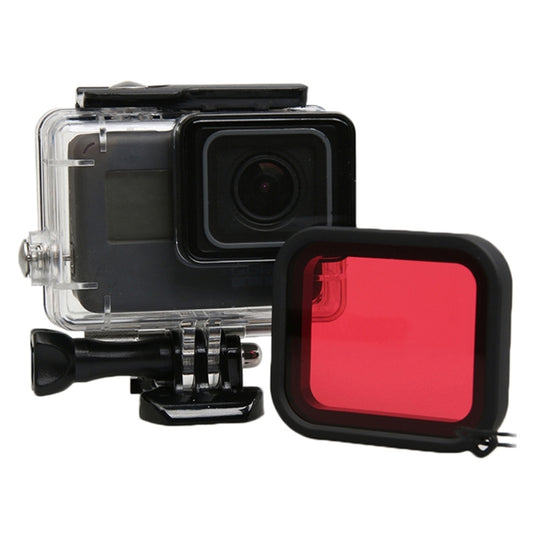 For GoPro HERO5 30m Waterproof PC & ABS Housing Protective Case + Camera Lens Red Quadrate Filter with Buckle Basic Mount & Long Screw & Anti-lost Hand Strap by buy2fix