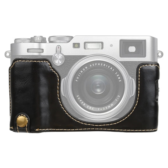 1/4 inch Thread PU Leather Camera Half Case Base for FUJIFILM X100V (Black)