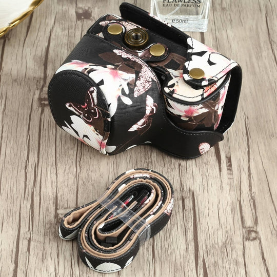 Flower Pattern PU Leather Camera Case for Sony A6000 / A6300 / A6400 / Nex 6 (Black)