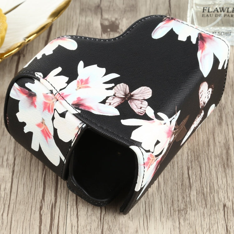 Flower Pattern PU Leather Camera Case for Sony A6000 / A6300 / A6400 / Nex 6 (Black) - Camera Accessories by buy2fix | Online Shopping UK | buy2fix