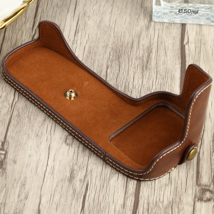 1/4 inch Thread PU Leather Camera Half Case Base for Canon EOS 90D (Coffee) by buy2fix