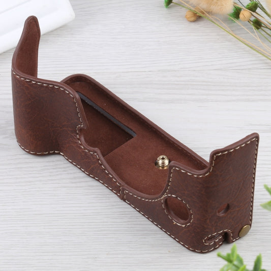 1/4 inch Thread Litchi Texture PU Leather Camera Half Case Base for FUJIFILM X-T4 (Coffee) by buy2fix