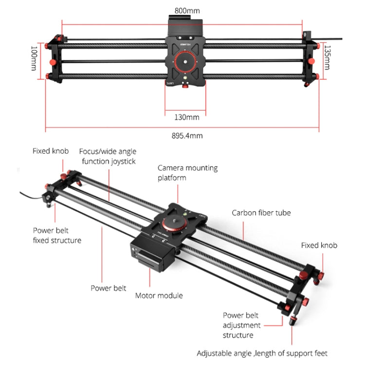 YELANGU L80TC 80cm Electrical Slide Rail Track with 2.4GHz Remote Control for SLR Cameras / Video Cameras (Black) - Camera Accessories by YELANGU | Online Shopping UK | buy2fix