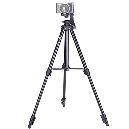 YUNTENG VCT-680RM Support de trépied en alliage d'aluminium à 4 sections pliables avec tête de trépied tridimensionnelle pour reflex numérique et appareil photo numérique, hauteur réglable : 46-138 cm (noir)