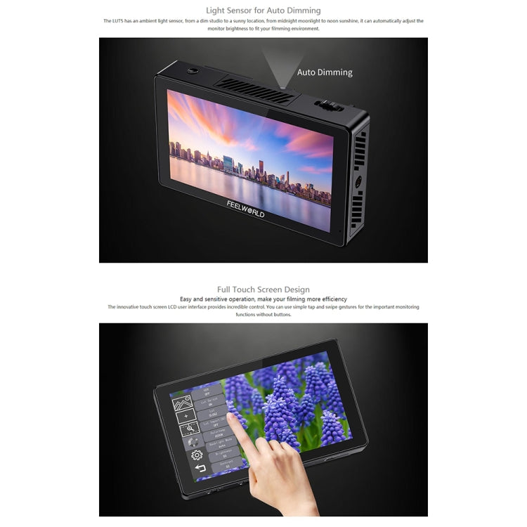 FEELWORLD LUT5 5.5 inch Ultra High Bright 3000nit Touch Screen DSLR Camera Field Monitor (Black) - Camera Accessories by FEELWORLD | Online Shopping UK | buy2fix