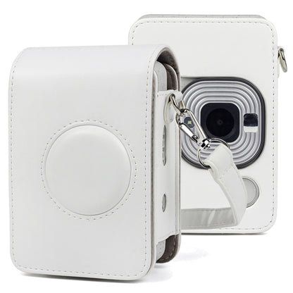 Full Body Camera Retro PU Leather Case Bag with Strap for FUJIFILM instax mini Liplay (White) - Camera Accessories by buy2fix | Online Shopping UK | buy2fix