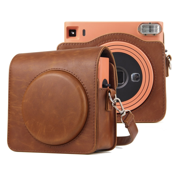 Full Body PU Leather Case Camera  Bag with Strap for FUJIFILM instax Square SQ1 (Brown) - Camera Accessories by buy2fix | Online Shopping UK | buy2fix