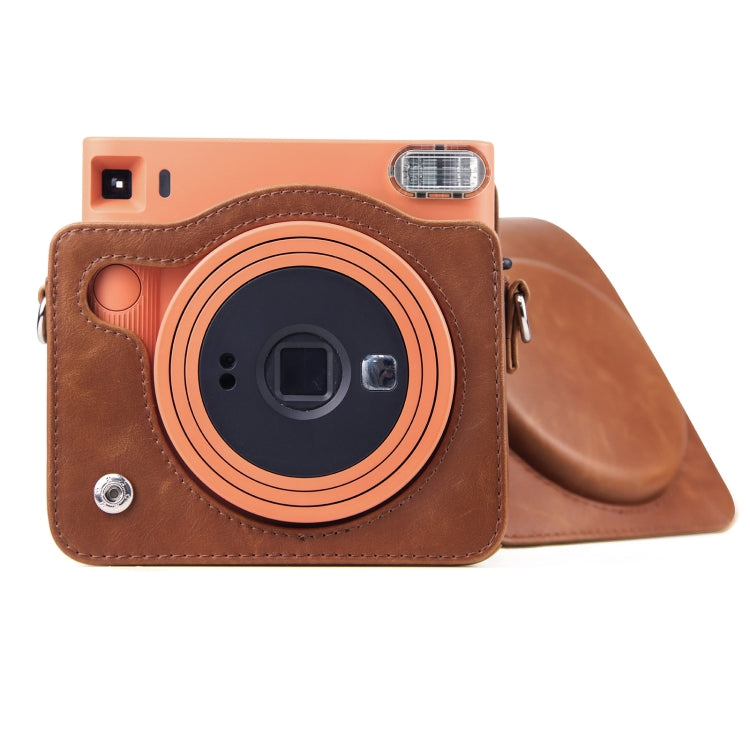 Full Body PU Leather Case Camera  Bag with Strap for FUJIFILM instax Square SQ1 (Brown) - Camera Accessories by buy2fix | Online Shopping UK | buy2fix