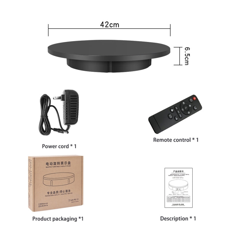 42cm Electric Rotating Display Stand Video Shooting Props Turntable, Load: 100kg, Plug-in Power, UK Plug(Black) - Camera Accessories by buy2fix | Online Shopping UK | buy2fix