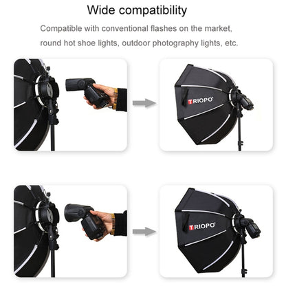 TRIOPO KX90 90cm Dome Speedlite Flash Octagon Parabolic Softbox Diffuser (Black) - Camera Accessories by TRIOPO | Online Shopping UK | buy2fix