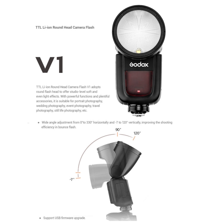 Godox V1C Round Head TTL Flash Speedlite for Canon (Black) - Camera Accessories by Godox | Online Shopping UK | buy2fix