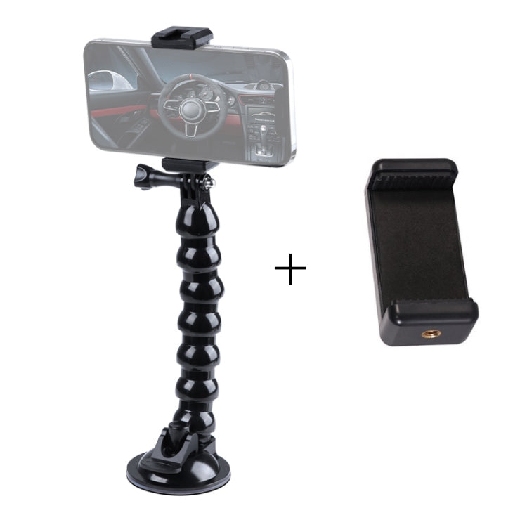 Extended Suction Cup Jaws Flex Clamp Mount with 1/4 inch Phone Clamp (Black) - DJI & GoPro Accessories by buy2fix | Online Shopping UK | buy2fix