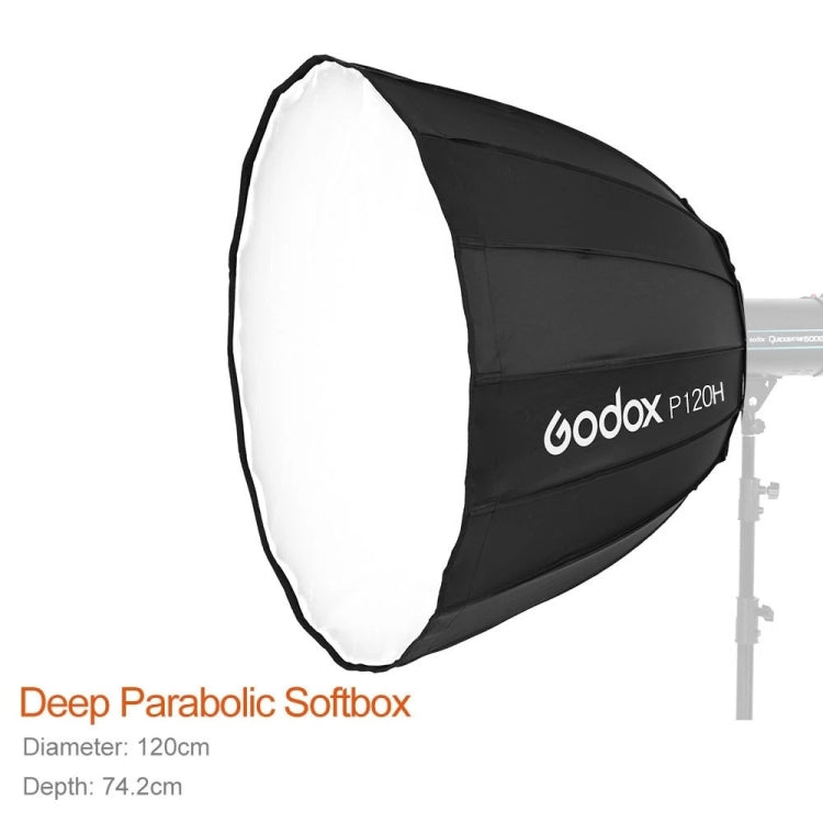 Godox P120H 120cm Deep Parabolic Softbox Reflector Diffuser Studio Light Box (Black) - Camera Accessories by Godox | Online Shopping UK | buy2fix