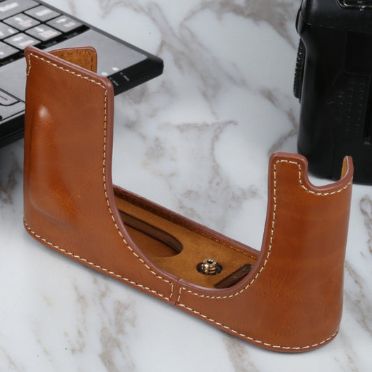 1/4 inch Thread PU Leather Camera Half Case Base for Leica Q2(Brown) by buy2fix