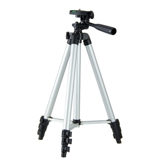 Support de trépied pliable en alliage d'aluminium à 4 sections de 130 cm avec tête tridimensionnelle (argent)